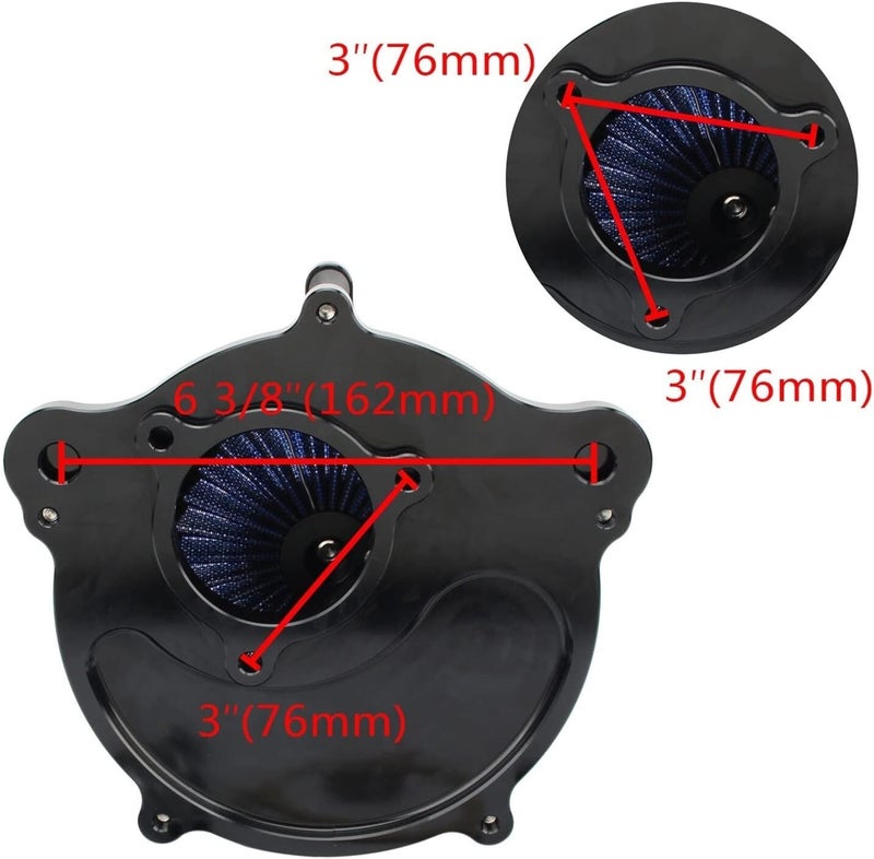 Wivplex Black Motorcycle CNC Air Cleaner Intake Filter - Image 2