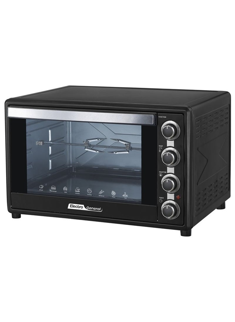 Electro General - Electric Oven 60 Ltr, 2200W, Rotisserie Function, Adjustable Temperature (100-230°C), 60-Min Timer with Bell Ring, Double glass door, Durable Stainless Steel Heating Elements, Indication Light 60L and power full power 2200W SVN-60RML Black - Image 1
