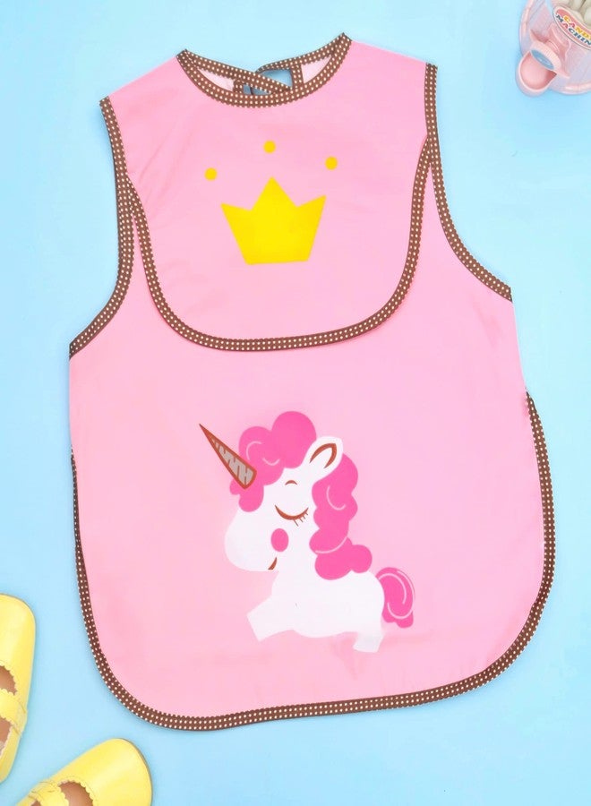 Yellow Bee Unicorn Print Bibs with Crumb Collector for Girls, Pink, 6-24 Months, One Size - Image 2