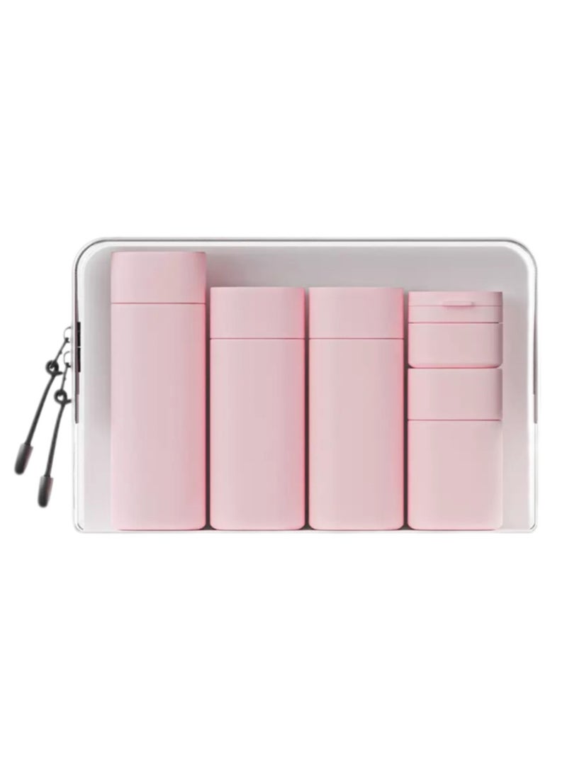 Pink Silicone Hose Travel Containers , Large Capacity Portable Travel Bottle Set , Travel Size Dispenser Refillable Container for Travel Organizers , For Travel Cosmetics Toiletries Dispensing Containers - Image 1