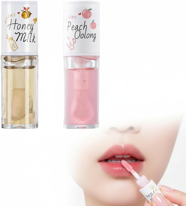 Crystal Jelly Moisturizing Lip Oil 2Pcs Hydrating Lip Gloss Set Plumping Lip Oil Moisturizing Lip Balm Long Lasting Lip Glow Oil Lip Care