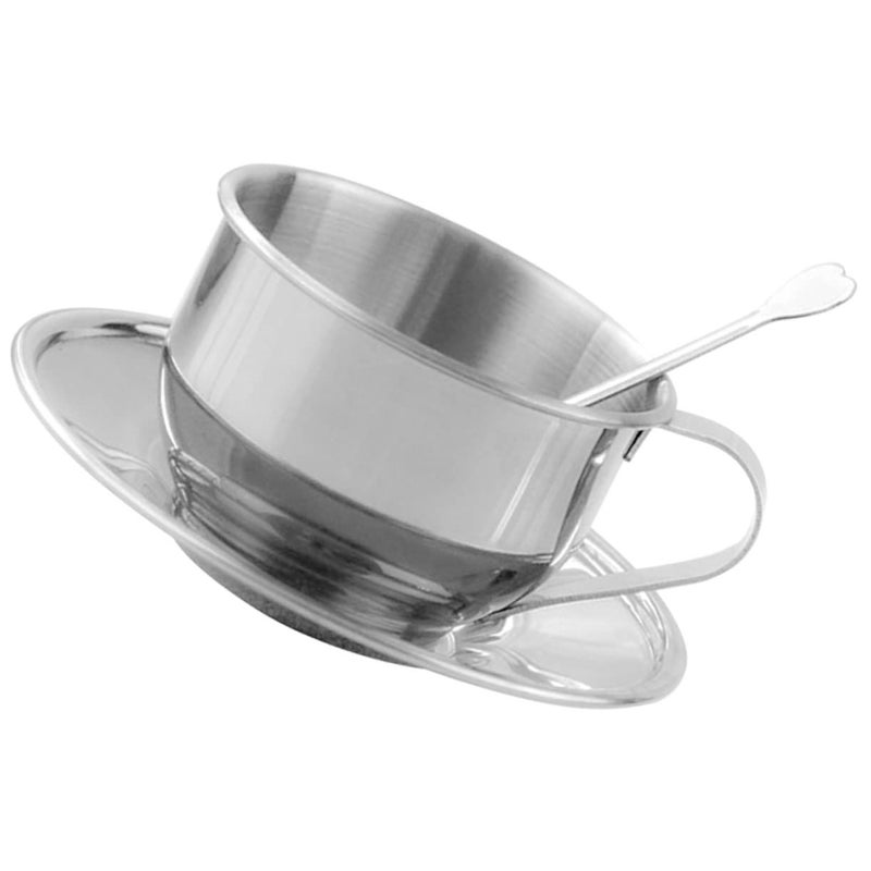 Stainless Steel Tea Cup With Saucer Spoon Elegant European Vintage Design Afternoon Tea - Image 2