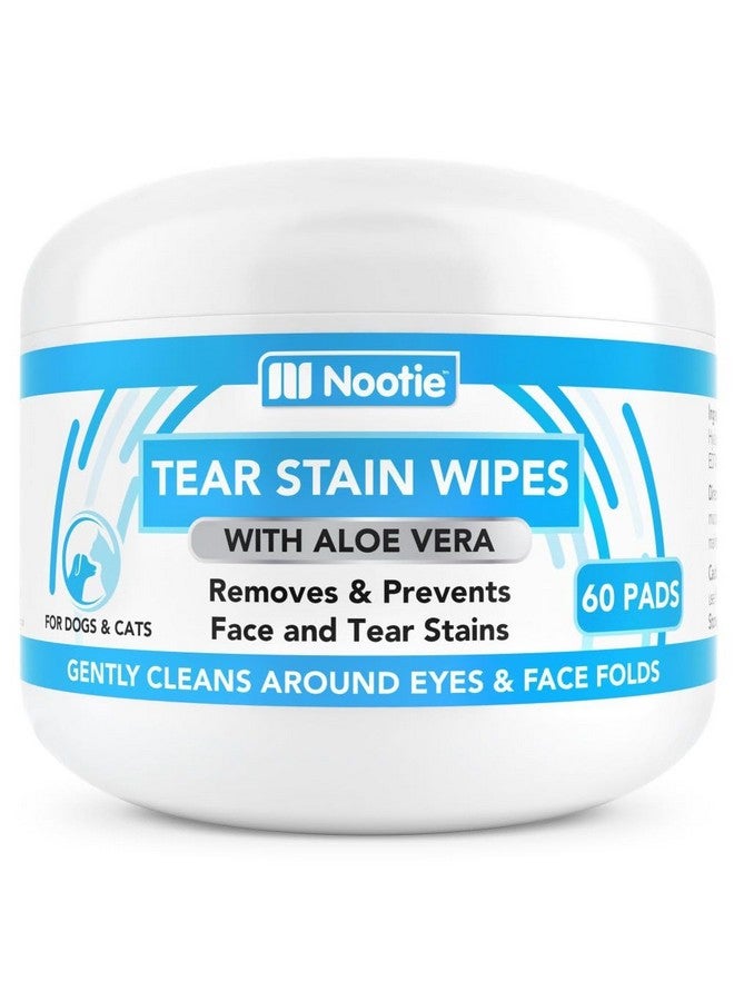 nootie Nootie Tear Stain Wipes for Dogs & Cats, Gently Remove and Prevent Tear Stains with Aloe Vera, 60 Count - Image 1