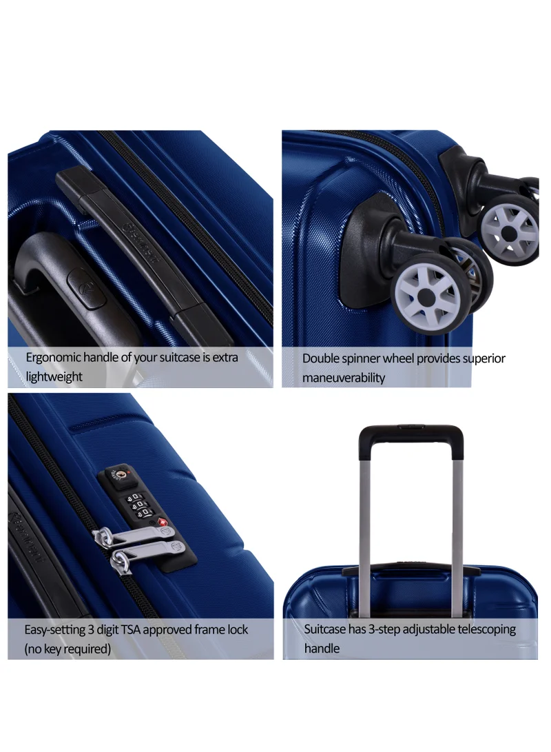 eminent Voyager Hard side Travel Case Luggage Trolley Makrolon Lightweight with 4 Quiet Double Spinner Wheels Suitcase with TSA Lock KH91 Star Blue