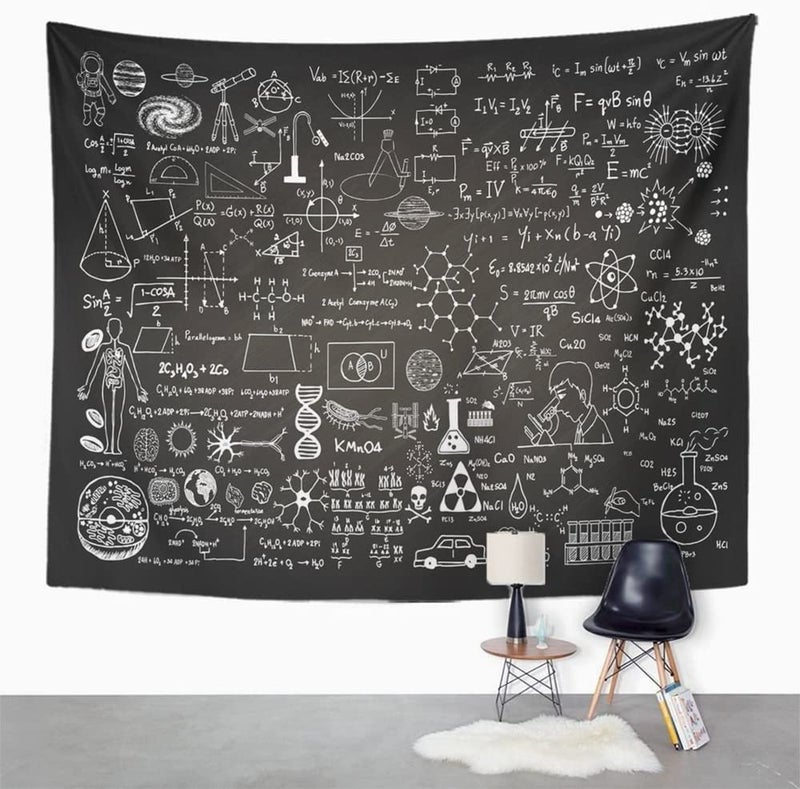 Emvency Tapestry 60x80 inch Home Decor Education Science Formulas Chalkboard for School Math Schematic Physics Equation for Bedroom Living Room Dorm - Image 2