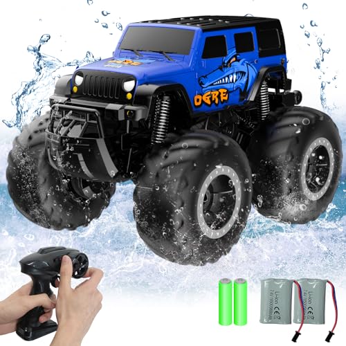 STEMTRON Amphibious Remote Control Car Toys for Boys 24GHz 116 All Terrain OffRoad RC Car Waterproof RC Monster Truck Kids Pool Toys Remote Control Boat Gifts for Kids Boys - Image 1