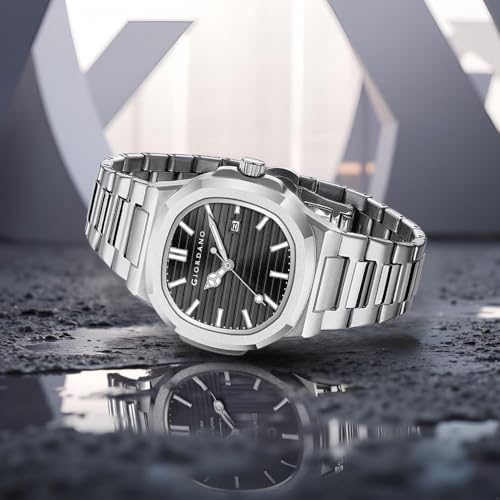 Giordano Analog Watch for Men – Textured Dial, Stainless Steel Strap, Date Display, Quartz Movement, Water Resistant - Image 3