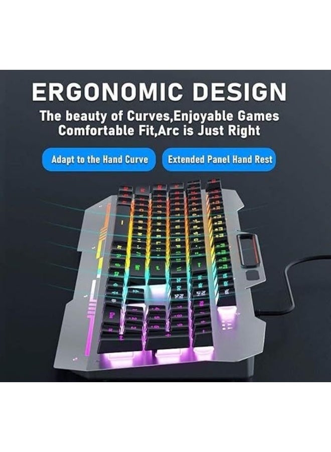 Wired Gaming Keyboard with 26-Key Anti-Ghosting, Ergonomic Metal Panel, and RGB Backlit LED - Image 2