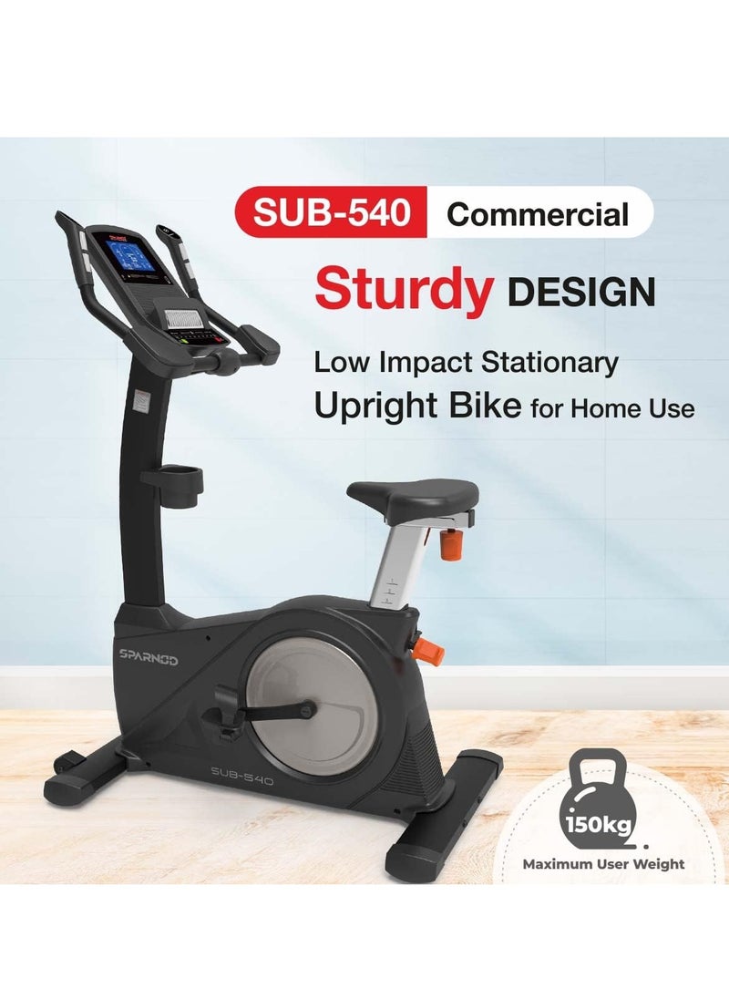 Sparnod Fitness - Sparnod Fitness SUB-540 Upright Exercise Bike Cycle for Home Gym with LCD Display, 8kg Flywheel and 24 Resistance Levels - Compact Design Cardio Exercise Cycle - Image 1