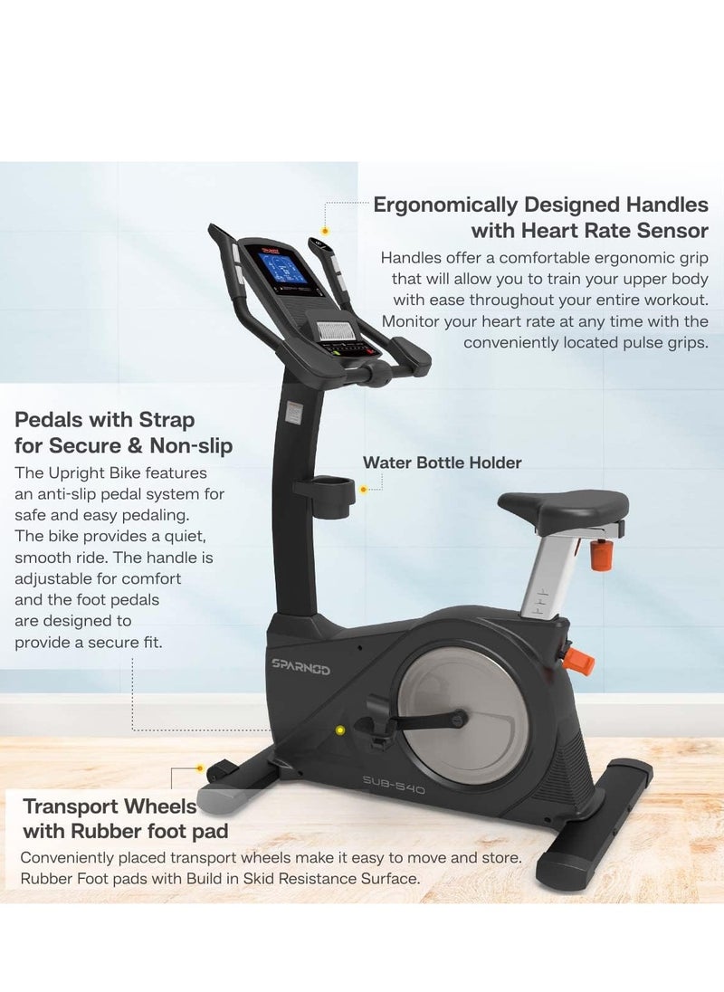 Sparnod Fitness - Sparnod Fitness SUB-540 Upright Exercise Bike Cycle for Home Gym with LCD Display, 8kg Flywheel and 24 Resistance Levels - Compact Design Cardio Exercise Cycle - Image 1