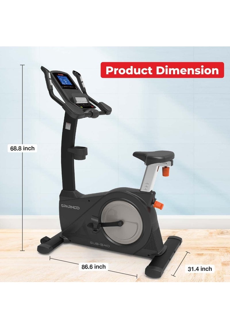 Sparnod Fitness - Sparnod Fitness SUB-540 Upright Exercise Bike Cycle for Home Gym with LCD Display, 8kg Flywheel and 24 Resistance Levels - Compact Design Cardio Exercise Cycle - Image 1