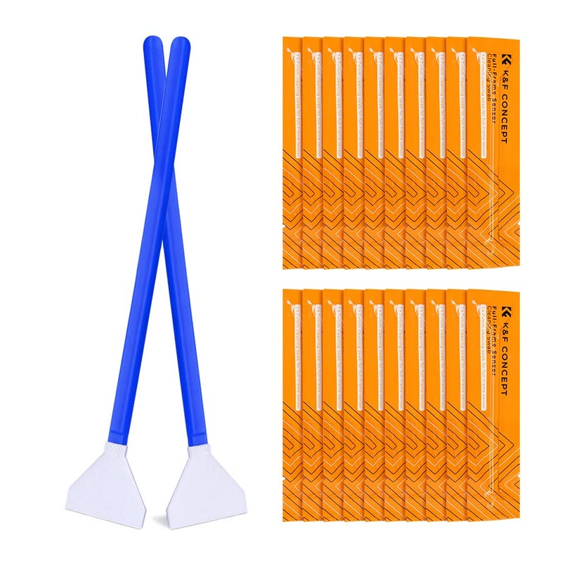 K&F Concept 20 Pack Full-Frame Sensors Cleaning Swabs, DSLR SLR Digital Camera Dry CCD CMOS Clean Swabs Compatible with Nikon Sony Canon DSLR Camera Sensor, 24mm x 20mm - Image 1