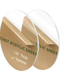 Round Plexiglass Sheet, 2 Pieces 12 Inch Diameter Clear Acrylic Circle, Round Cake Disk Acrylic Sheet, Plexiglass Table Top, Round Acrylic Backdrop, 1/8”Thick