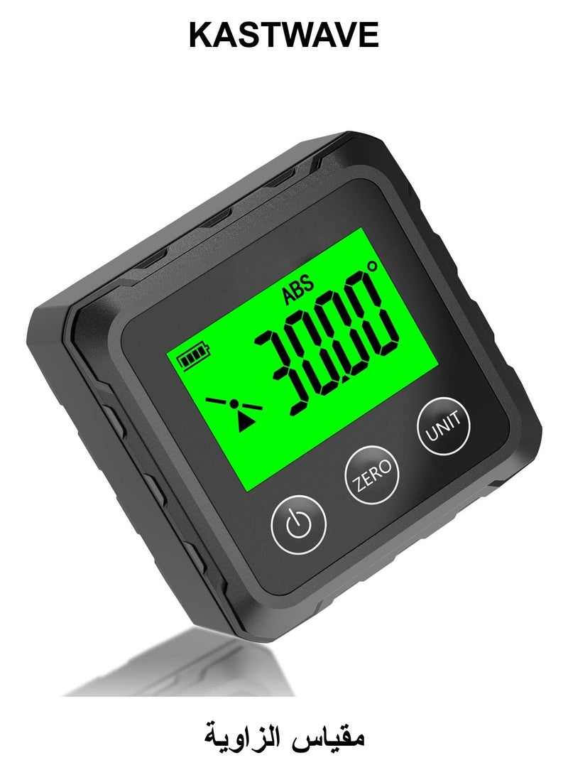 KASTWAVE Magnetic Digital Angle Finder, Compact LED Digital Angle Gauge & Level Tool, Measures 4 of 90 Degree Ranges, Essential Woodworking, Electrical, Plumbing & Carpenter Tools - Image 1