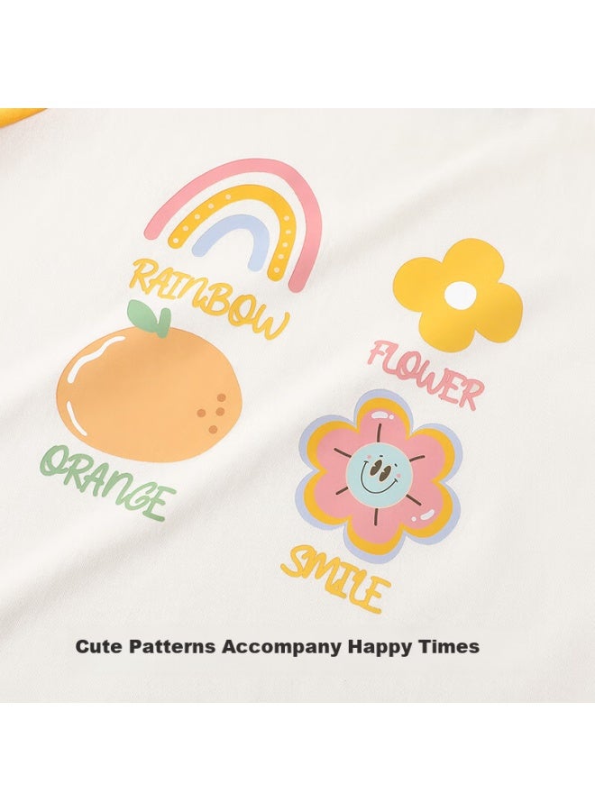 Tinsino Girls' Summer Pajama Set Children's Homewear Four Seasons Air Conditioning Clothes Animal And Happy Little Flowers - Image 4