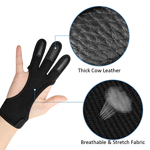 Coolrunner Archery Glove - Three Finger Leather Archery Protective Shooting Gloves for Kids, Protective Gear Accessories (M) - Image 2