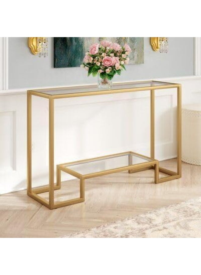 Horoof Home Horoof Home® Modern Gold Console Table with Clear Acrylic Top 