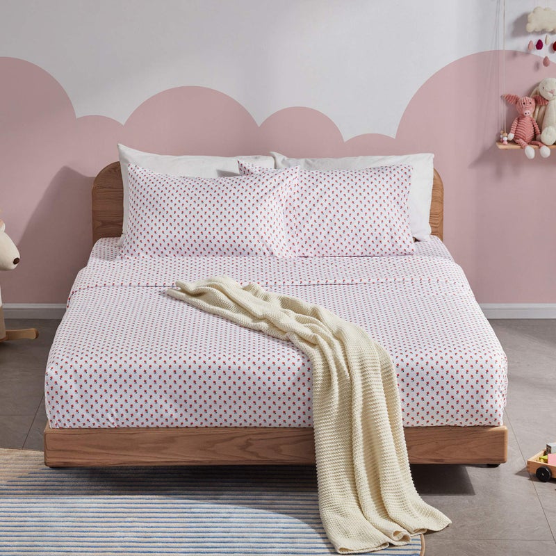 SLEEP ZONE Kids Printed Twin Bed Sheets Set 3-Piece - Super Soft & Cute Kids Sheet Set with Flat Sheet  Fitted Sheet  Pillowcase (Twin  Little Bouquet Red) - Image 2