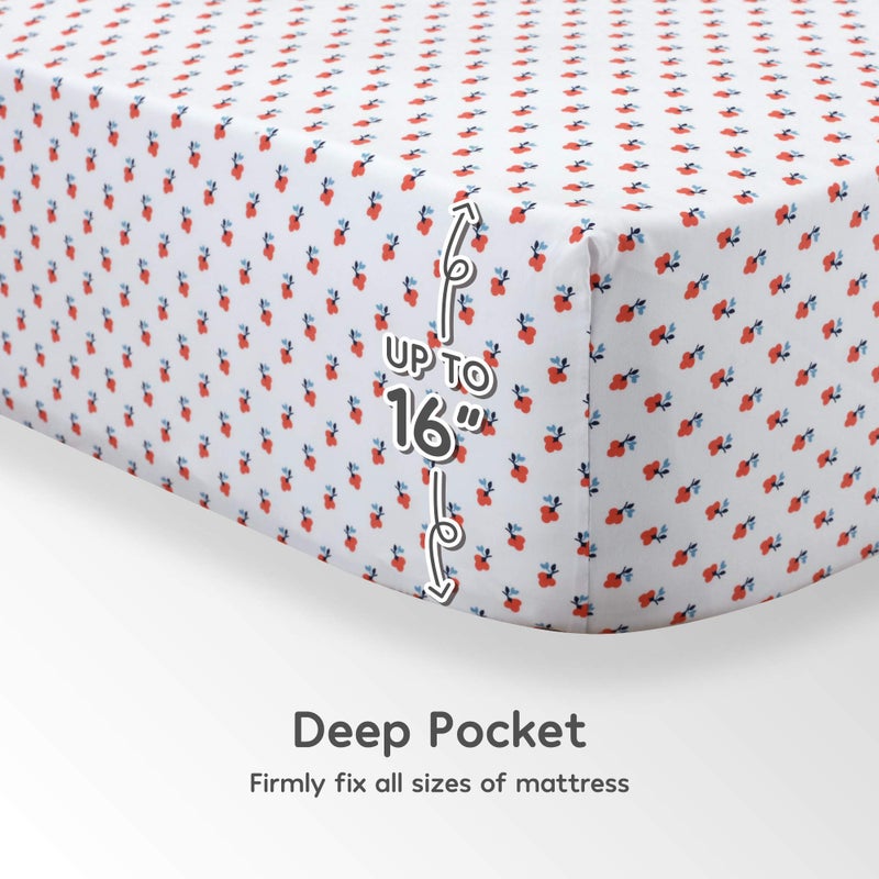 SLEEP ZONE Kids Printed Twin Bed Sheets Set 3-Piece - Super Soft & Cute Kids Sheet Set with Flat Sheet  Fitted Sheet  Pillowcase (Twin  Little Bouquet Red) - Image 5