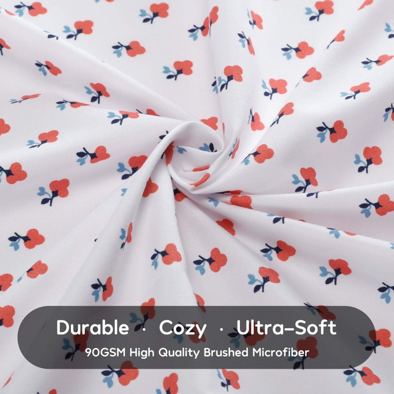 SLEEP ZONE Kids Printed Twin Bed Sheets Set 3-Piece - Super Soft & Cute Kids Sheet Set with Flat Sheet  Fitted Sheet  Pillowcase (Twin  Little Bouquet Red) - Image 4