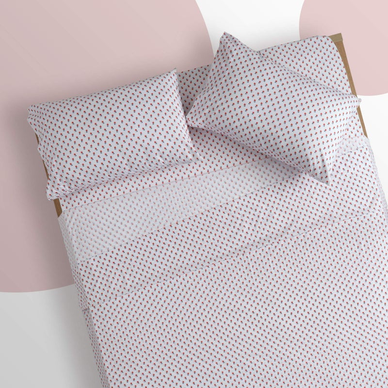 SLEEP ZONE Kids Printed Twin Bed Sheets Set 3-Piece - Super Soft & Cute Kids Sheet Set with Flat Sheet  Fitted Sheet  Pillowcase (Twin  Little Bouquet Red) - Image 3