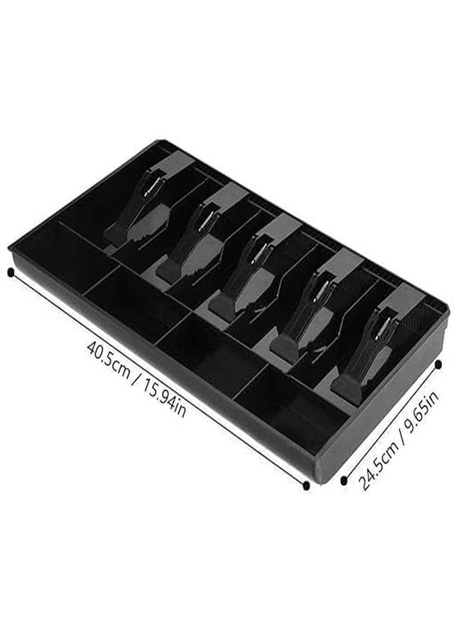 ALESSO ABS Plastic cash drawer organizer tray, cashier drawer box with coin slot, bill counter cash box with 5 Bills 4 Coins for Petty Cash Money Storage Box (1 Pcs) - Image 3