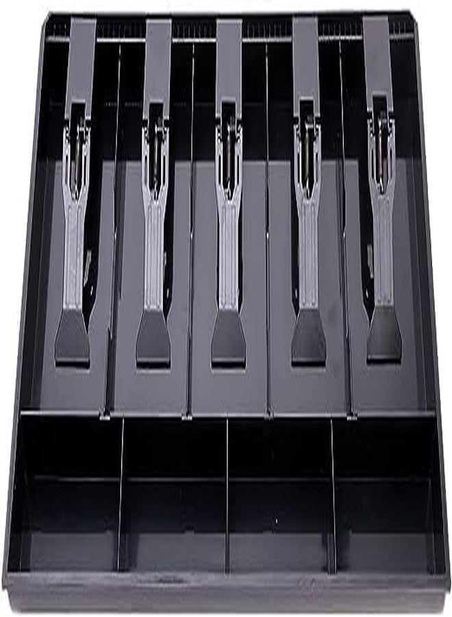 ALESSO ABS Plastic cash drawer organizer tray, cashier drawer box with coin slot, bill counter cash box with 5 Bills 4 Coins for Petty Cash Money Storage Box (1 Pcs) - Image 2