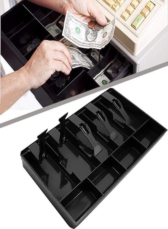 ALESSO ABS Plastic cash drawer organizer tray, cashier drawer box with coin slot, bill counter cash box with 5 Bills 4 Coins for Petty Cash Money Storage Box (1 Pcs) - Image 5