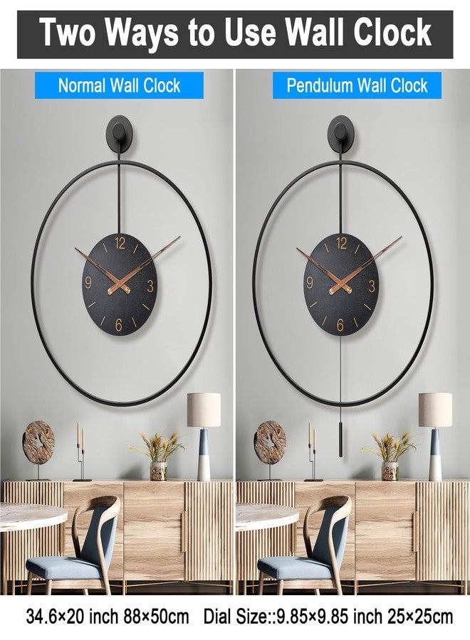 Pytha Sight Large Modern Wall Clock,34.6×24 Inch Big Metal Minimalist Arabic Numeral Dial,Decorative Farmhouse Pendulum Wall Clocks with Walnut Pointers forLiving Room Decor, Office,Dining Room - Image 3