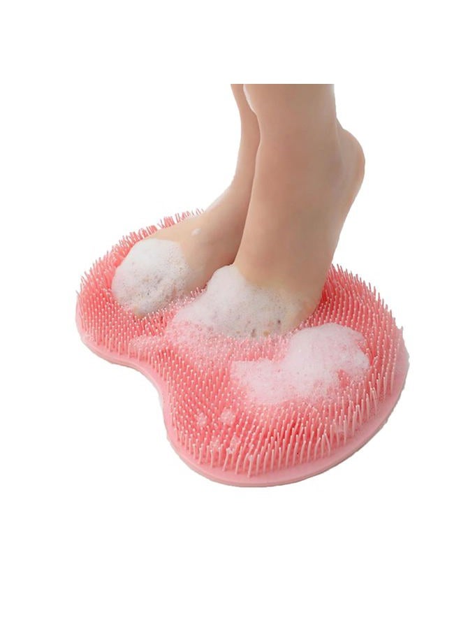 Easkite Shower Foot and Back Scrubber with Suction Cups,Wall Mounted Shower Foot Scrubber,Exfoliating Silicone Bath Massage Cushion Foot Cleaning Brush(Pink) - Image 1
