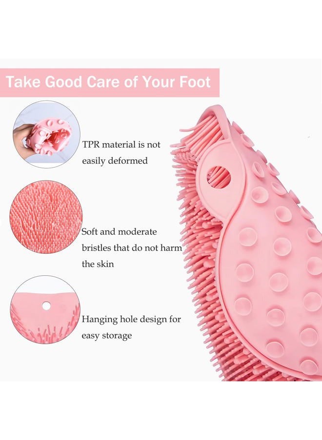Easkite Shower Foot and Back Scrubber with Suction Cups,Wall Mounted Shower Foot Scrubber,Exfoliating Silicone Bath Massage Cushion Foot Cleaning Brush(Pink) - Image 3
