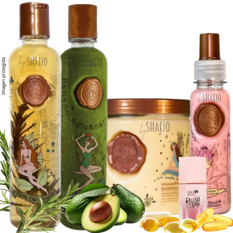 SHAEIO RITUAL BOTANICO |Kit4 Crecimiento Acelerado Ultra Reparador: Shampoo de Romero, Mascarilla Hidratante para el Cabello, Acondicionador Intensivo PLEX, Protector de Calor para Cabello (+Obsequio) - Image 1
