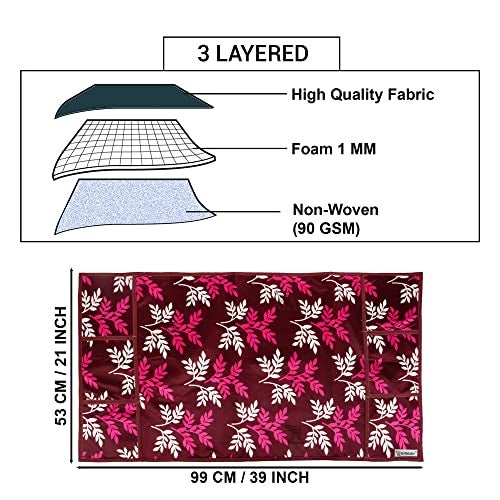 E-Retailer® Polyester 3-Layered Fridge Top Cover/Refrigerator Cover With 6 Utility Pockets (Color-Purple, Size-39x21 Inches) - Image 3
