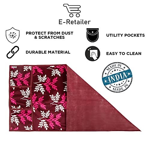 E-Retailer® Polyester 3-Layered Fridge Top Cover/Refrigerator Cover With 6 Utility Pockets (Color-Purple, Size-39x21 Inches) - Image 4