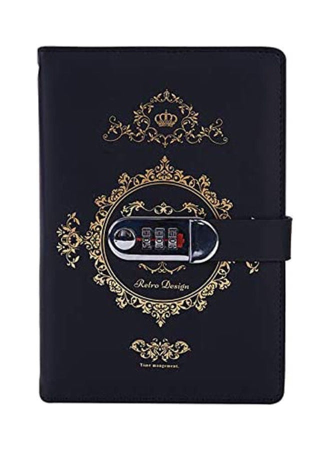 NIBEMINENT PU Leather Retro Themed Password Creative Diary Black - Image 1