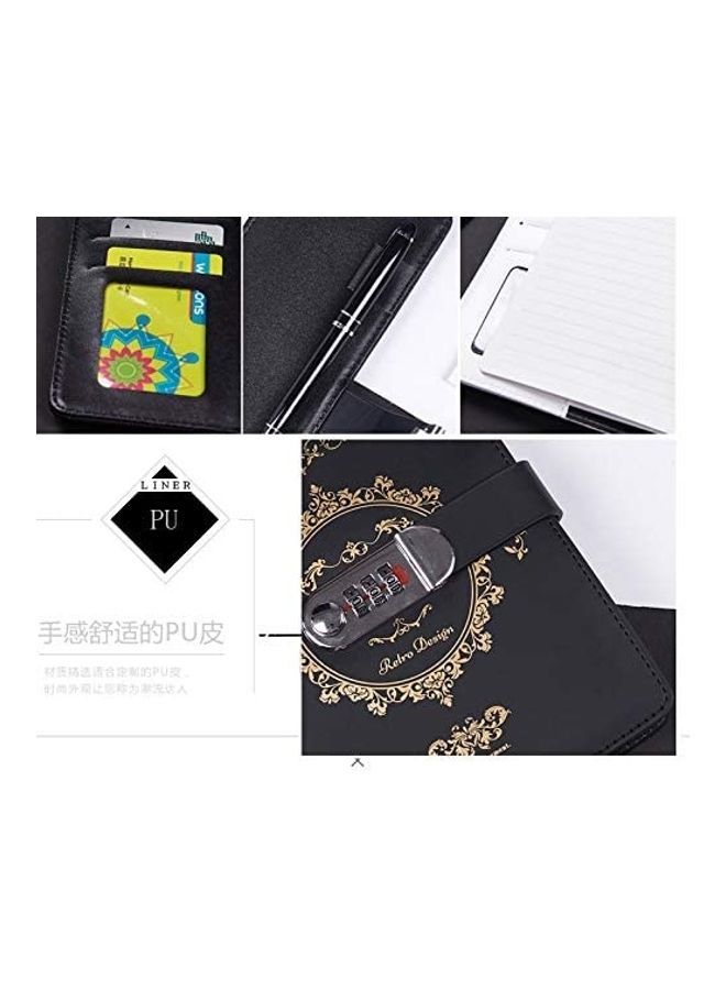 NIBEMINENT PU Leather Retro Themed Password Creative Diary Black - Image 5