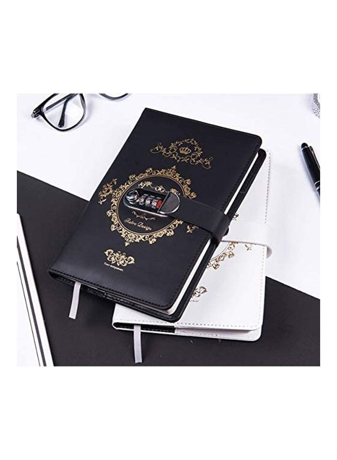 NIBEMINENT PU Leather Retro Themed Password Creative Diary Black - Image 2