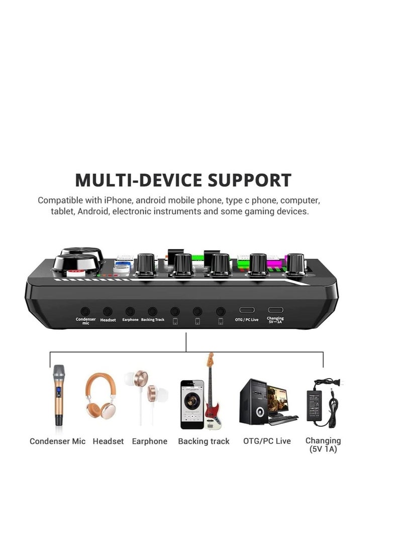 Generic Live Sound Card Audio Mixing Equipment Live Streaming Gear Sound Effects Mixer Digital Sound Processing Podcast Audio Interface for Karaoke Tiktok Youtube Live Streaming Record Gaming  - Image 3
