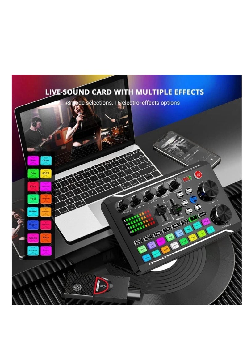Generic - Live Sound Card Audio Mixing Equipment Live Streaming Gear Sound Effects Mixer Digital Sound Processing Podcast Audio Interface for Karaoke Tiktok Youtube Live Streaming Record Gaming - Image 1