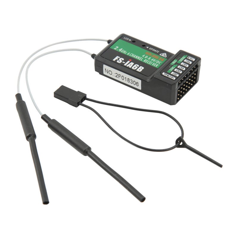 FS i6B Receiver: 6CH 2.4GHz Dual Antenna - Fast Stable Response Lightweight Receiver for Flysky Transmitters RC Fixed Wing Gliders Helicopters - Image 2