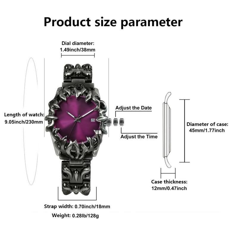 BARAMON Watch for Men Retro Fashion Vintage Wristwatch Casual Gothic Steampunk Quartz Analog Hand Watches Hip Hop Cool Alien Y2K Male Clock - Image 4