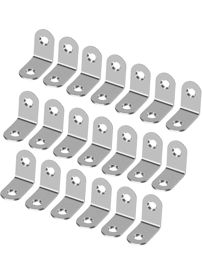 The Bros Corner Brace, 20pcs L Shaped Corner Code Connector 20x20x16mm Stainless Steel Right Angle Joint Brackets Metal Shelf Bracket Fastener for Wood Cabinet Shelves Furniture Chair Table with Screws - Image 1