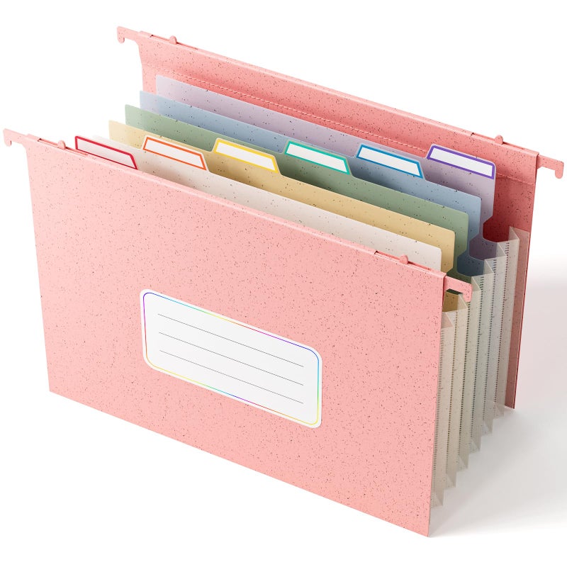 EcoStash Wheat Straw Expanding Hanging File Folders,1.2" Accordion Pockets File Organizer, Large Capacity,Letter Size for Filing Cabinet,100% BPA Free, Return to Nature, Healthy Living-Strawberry Pink - Image 1