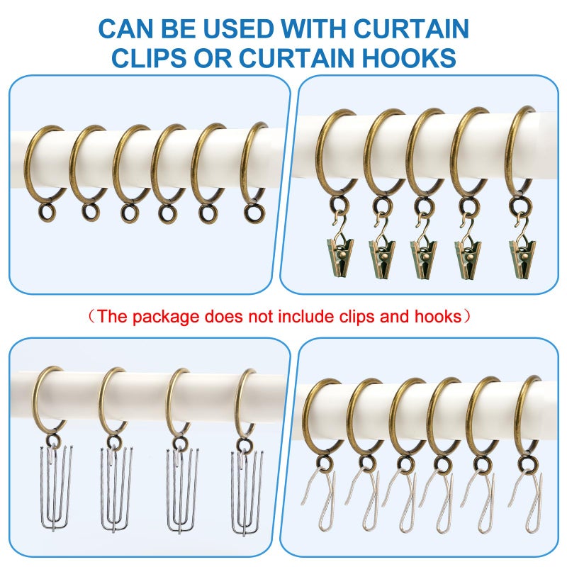 AMZSEVEN 44 Pack Curtain Rings with Eyelets, Metal Drapery Rings for Pinch Pleat Curtains, Drape Ring 1.5 Inch I D, Fits Up to 1.2 in Rod (Bronze) - Image 3