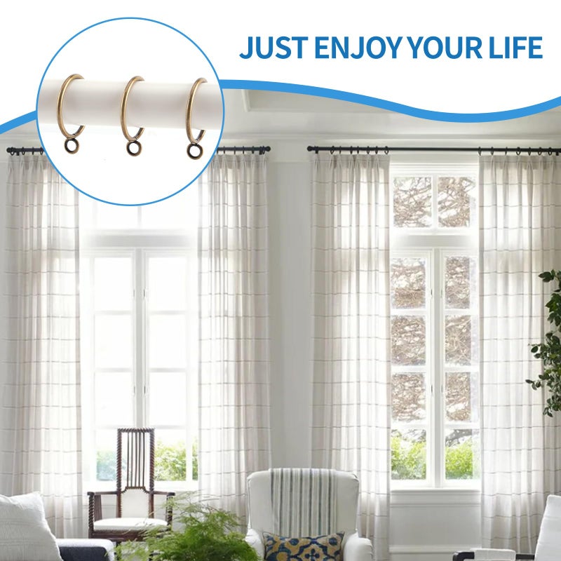 AMZSEVEN 44 Pack Curtain Rings with Eyelets, Metal Drapery Rings for Pinch Pleat Curtains, Drape Ring 1.5 Inch I D, Fits Up to 1.2 in Rod (Bronze) - Image 5