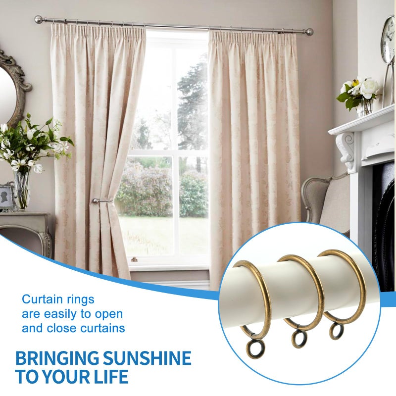 AMZSEVEN 44 Pack Curtain Rings with Eyelets, Metal Drapery Rings for Pinch Pleat Curtains, Drape Ring 1.5 Inch I D, Fits Up to 1.2 in Rod (Bronze) - Image 4