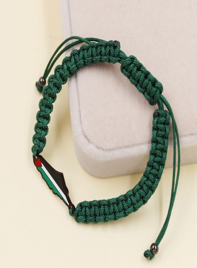 Tobestu Green Nylon Rope Palestine Bracelet - Black Plated Map Charm - Lightweight and Stylish Wristband - YA5882 - Image 5