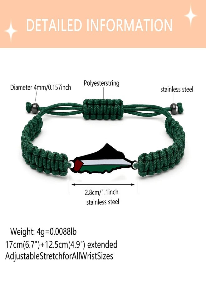 Tobestu Green Nylon Rope Palestine Bracelet - Black Plated Map Charm - Lightweight and Stylish Wristband - YA5882 - Image 3