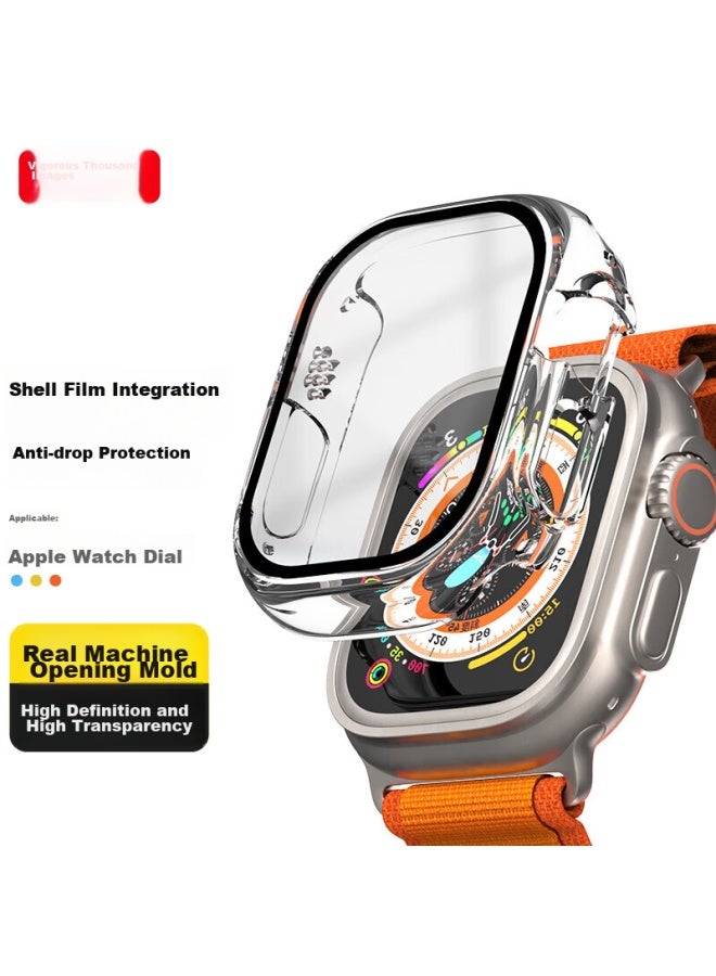 Wei Qiantu Weiqianta متوافق مع واقي Apple Watch، مناسب لـ Apple iwatch Ultra 2/S9/8/7/SE، فيلم زجاج مقوى، شاشة كاملة، واقي متكامل مضاد للصدمات - 49mm - Image 1
