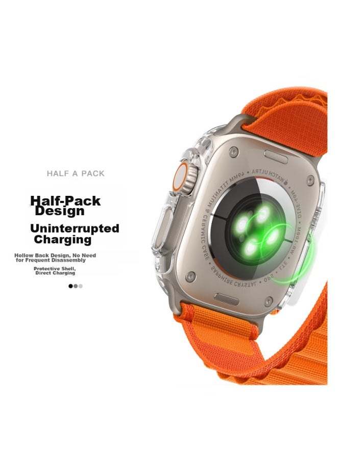 Wei Qiantu Weiqianta متوافق مع واقي Apple Watch، مناسب لـ Apple iwatch Ultra 2/S9/8/7/SE، فيلم زجاج مقوى، شاشة كاملة، واقي متكامل مضاد للصدمات - 49mm - Image 5
